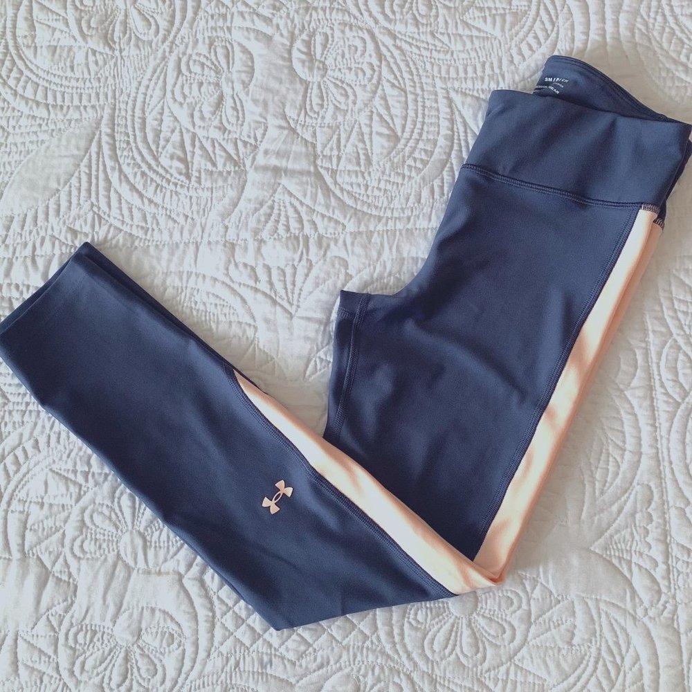 UNDER ARMOUR Ladies' Compression Leggings, Dusty Blue & Peach, Size: SM/P/CH